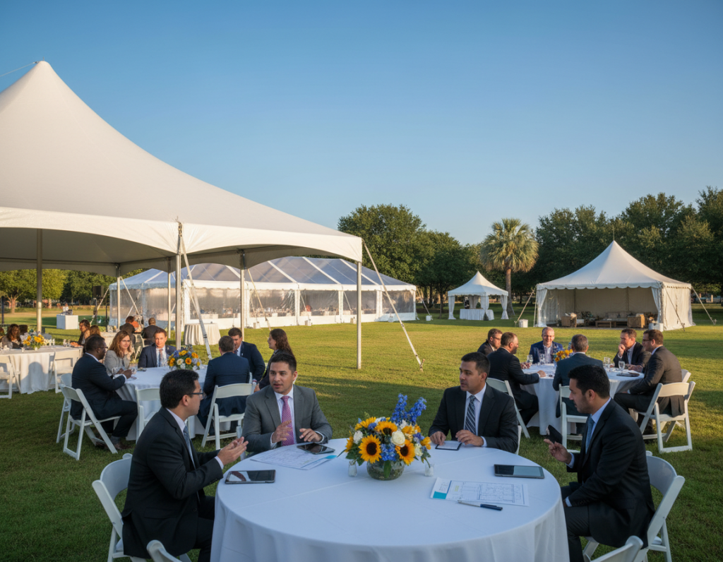 Event Tent Rentals for Food Service, Vendor Booths, and Guest Lounge Areas